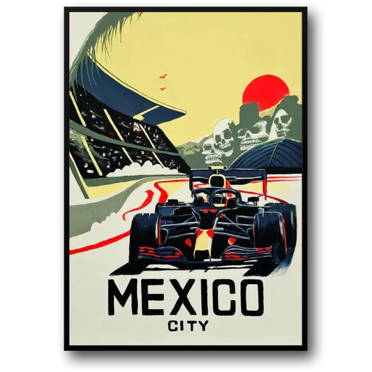 Mexico City Poster | Vibrant Culture & Formula 1 Racing Scene | Urban Decor Art