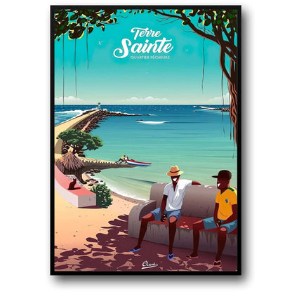 Quartier Pêcheurs Poster | Terre Sainte | French Beach Culture Art | Coastal France Scene Print | Local Charm Wall Decor