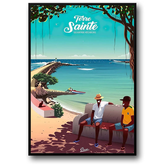 Quartier Pêcheurs Poster | Terre Sainte | French Beach Culture Art | Coastal France Scene Print | Local Charm Wall Decor