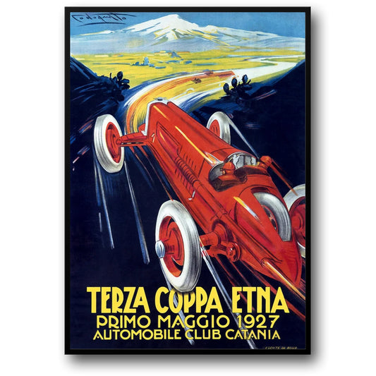 Legendary Motorsports Poster | Terza Coppa Etna 1927 Vintage Racing Print | Classic Auto Decor | Wall Art for Car Enthusiasts | Historic Motorsport Collectible