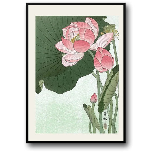 Ohara Koson Lotus Flower Poster | Japanese Ukiyo-e Artwork | Decorative Wall Art | Home & Garden Decor