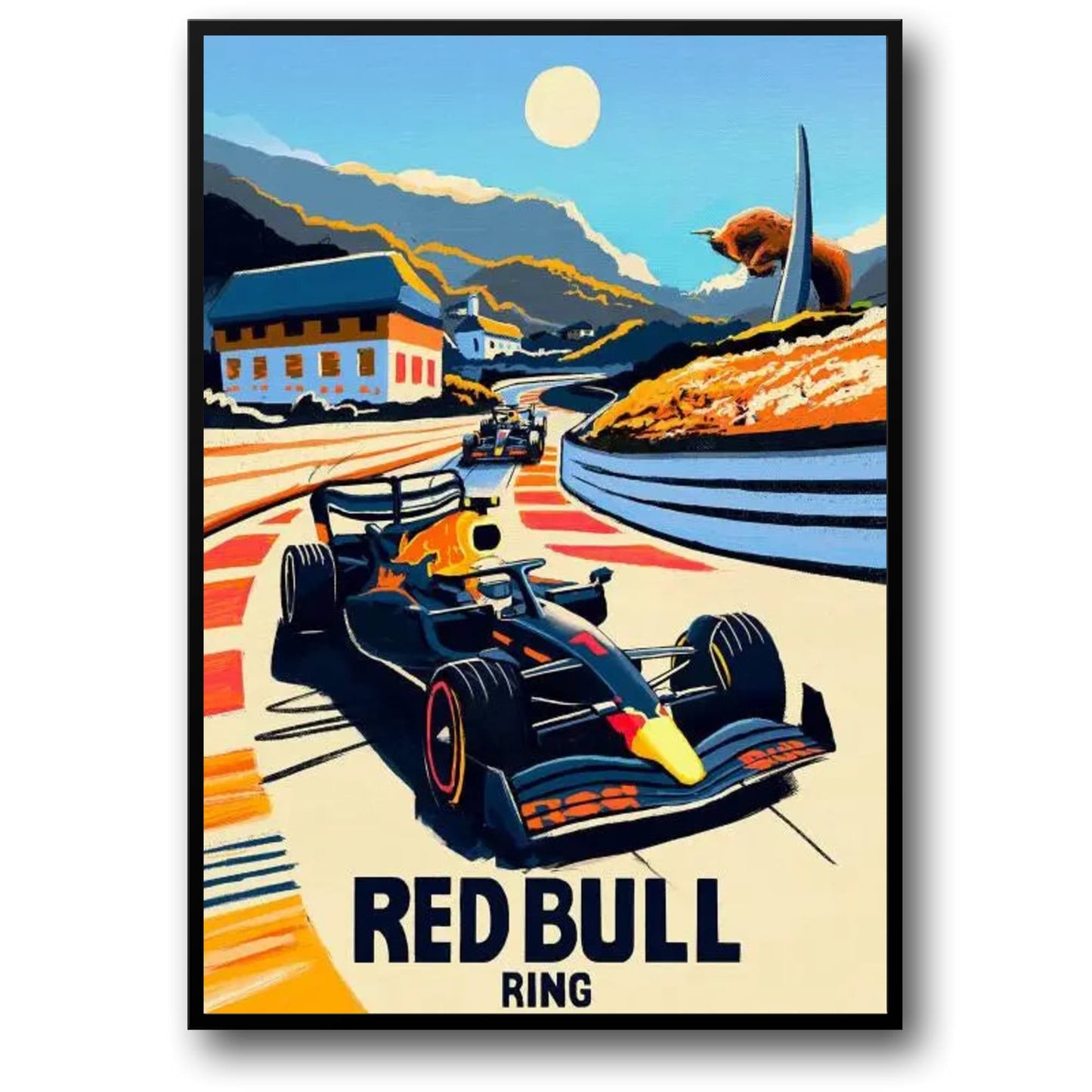 Formel-1-Rennplakat | Red Bull Ring | Motorsport-Wandkunst | Hochgeschwindigkeitsstrecken-Design | Wohndekor | Einzigartiges Geschenk
