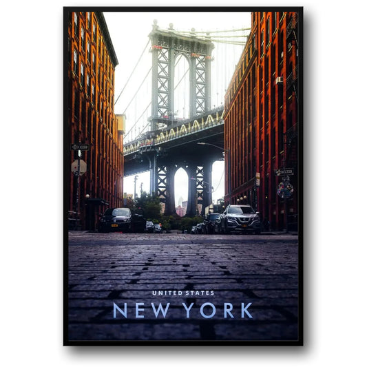 Manhattan Bridge Poster | New Yorker Architekturkunst | Urbane Stadtlandschaft Wanddekoration | Atemberaubende Perspektive | USA