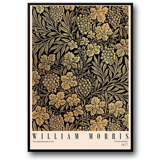 William Morris Floral Poster | 1877 Art Print | Flowers and Grapes Design | Vintage Wall Decor | Artwork for Home & Garden