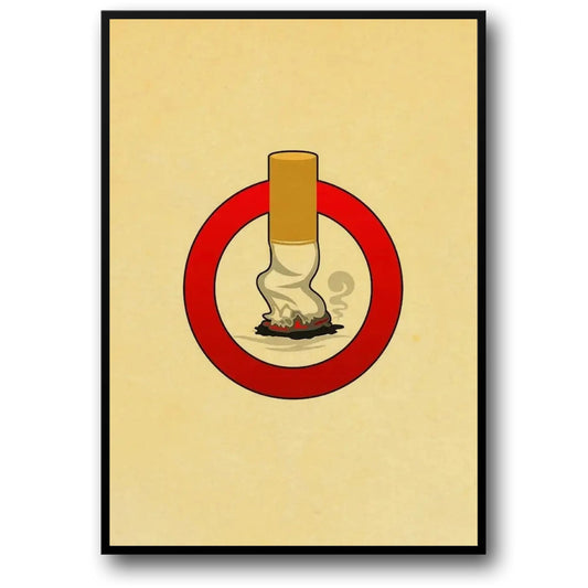 Vintage No Cigarettes Poster | Retro Warning Sign Art | Decorative Wall Decor