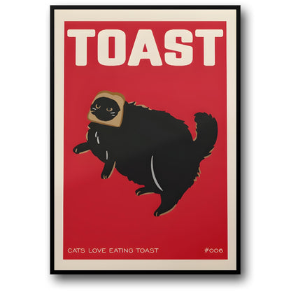 Vintage Grote Kat Keuken Kunst | Rode Toast