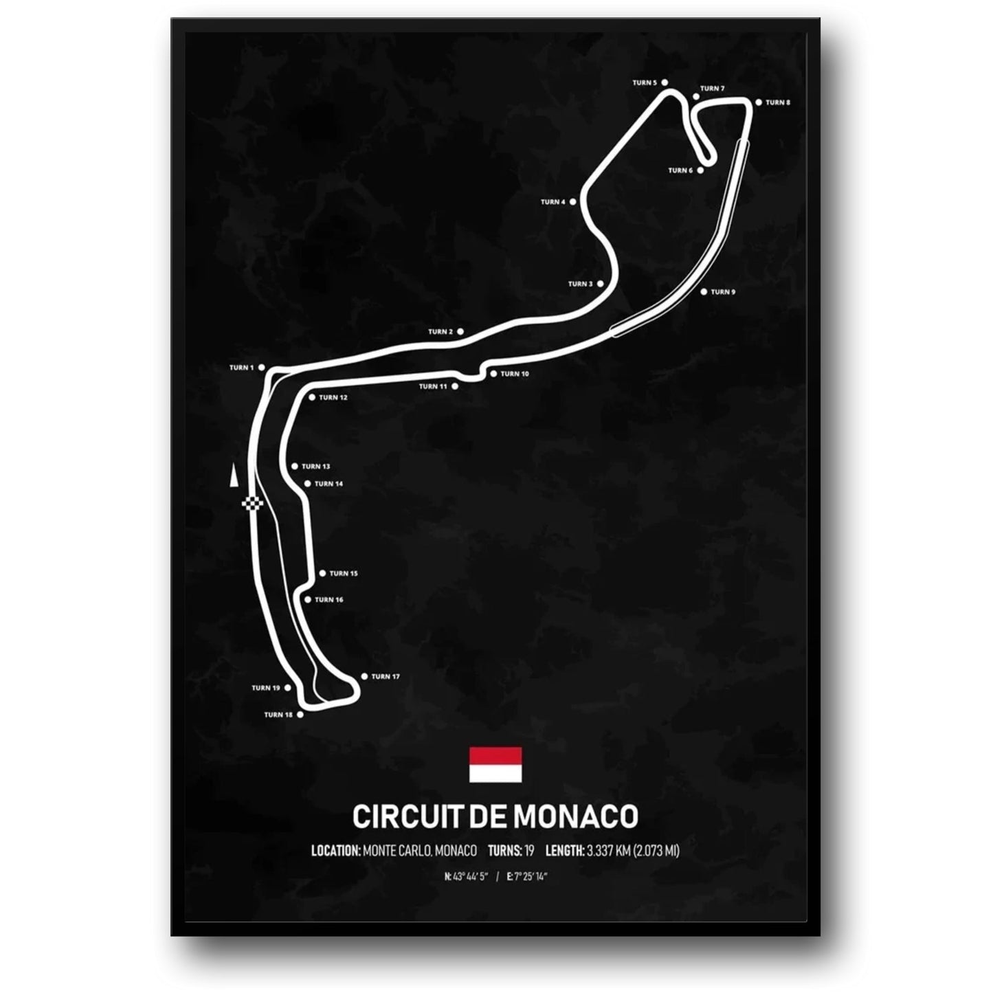 Formel-1-Poster Circuit de Monaco | Monaco | Monte Carlo | Kultige Grand-Prix-Strecke von Monaco | Luxuriöse F1-Straßenrennstrecken-Poster