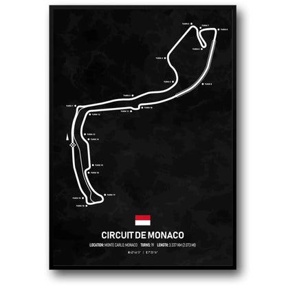 Formel-1-Poster Circuit de Monaco | Monaco | Monte Carlo | Kultige Grand-Prix-Strecke von Monaco | Luxuriöse F1-Straßenrennstrecken-Poster