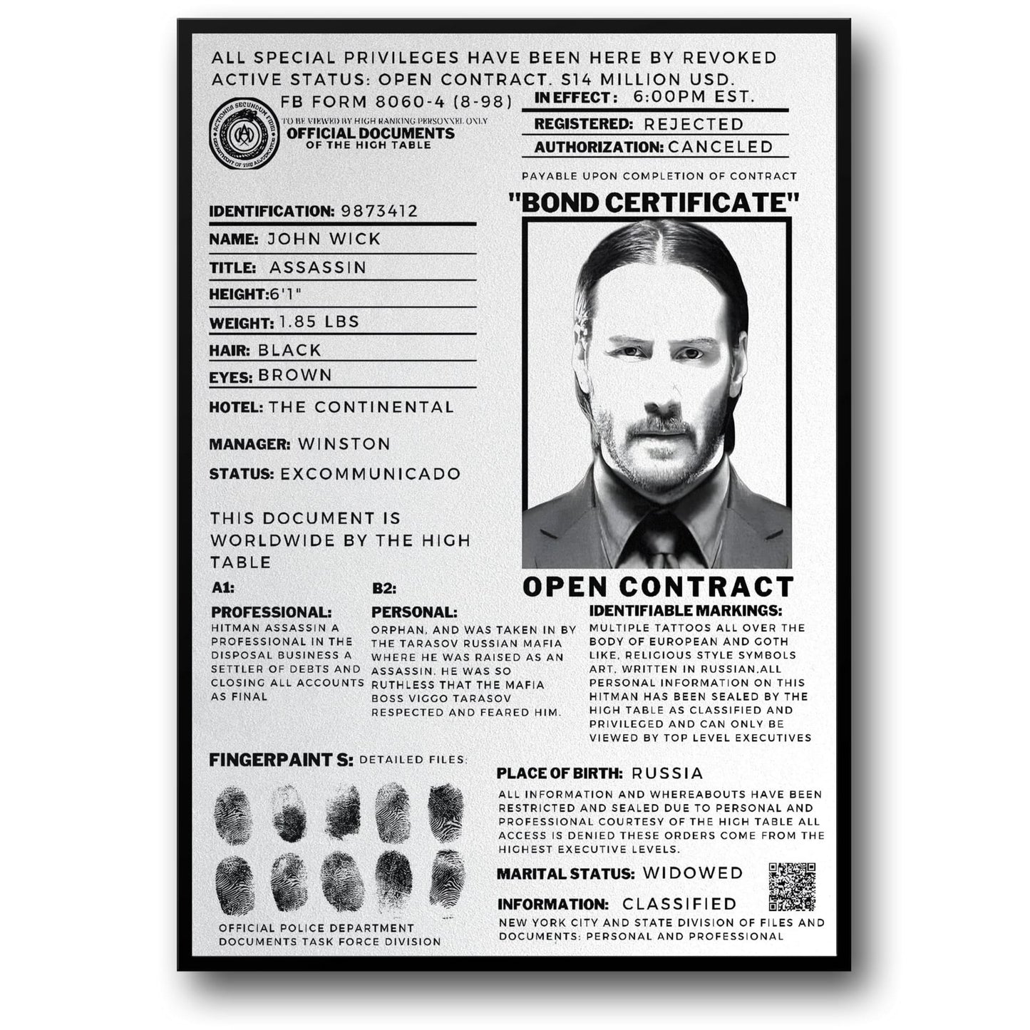John Wick Movie Poster | Open Contract
