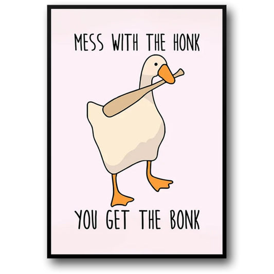 Je krijgt de Bonk | Vintage Cartoon | Roze Canvas