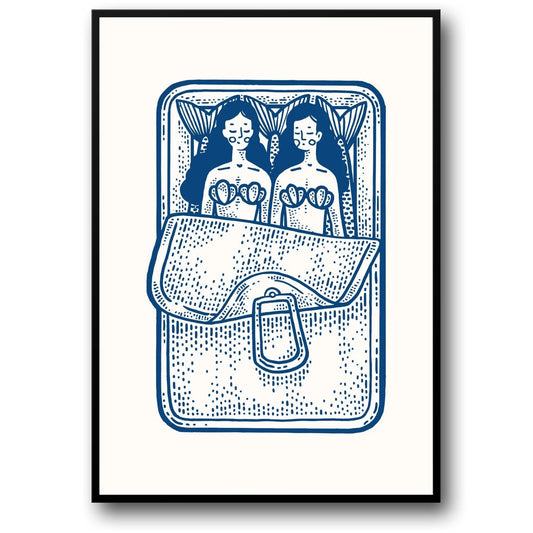Twin Sardines | Dekoratives Küchenkunst-Poster