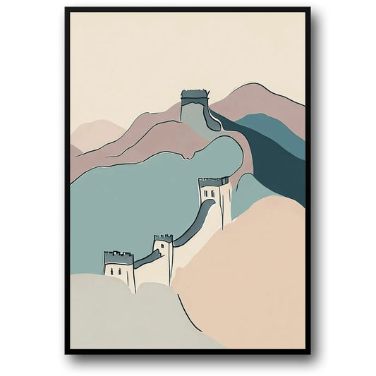 Kunstdruck der Chinesischen Mauer | Minimalistisches Landschaftsposter | Berühmte historische Stätten | Ideale Wanddekoration