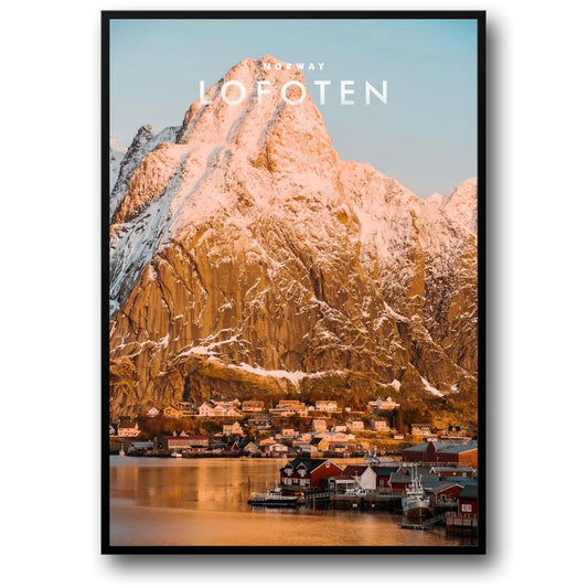 Poster mit Sonnenaufgang in den Bergen | Landschaft auf den Lofoten in Norwegen | Majestätisches Dekor der norwegischen Fjorde | Malerische Natur-Wandkunst
