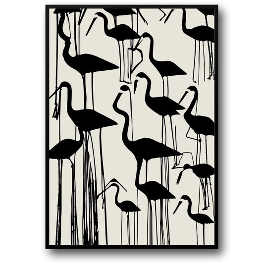 Flamingo Motifs | Japanese Artistic Expressions | Decorative Wall Poster