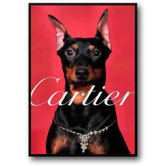 Cartier | Dachshund Photoshoot Poster | Red Silhouettes | Skylines of Paris | Fashion Legend Tribute