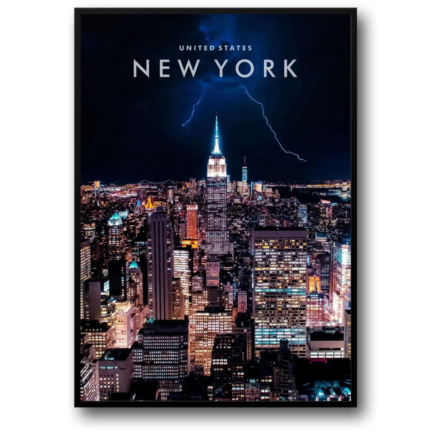 Empire State Building Lightning Strike Poster | New York City Skyline Art | Electrifying Urban Landscape Wall Decor