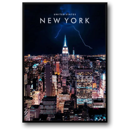 Empire State Building Lightning Strike Poster | New York City Skyline Art | Electrifying Urban Landscape Wall Decor