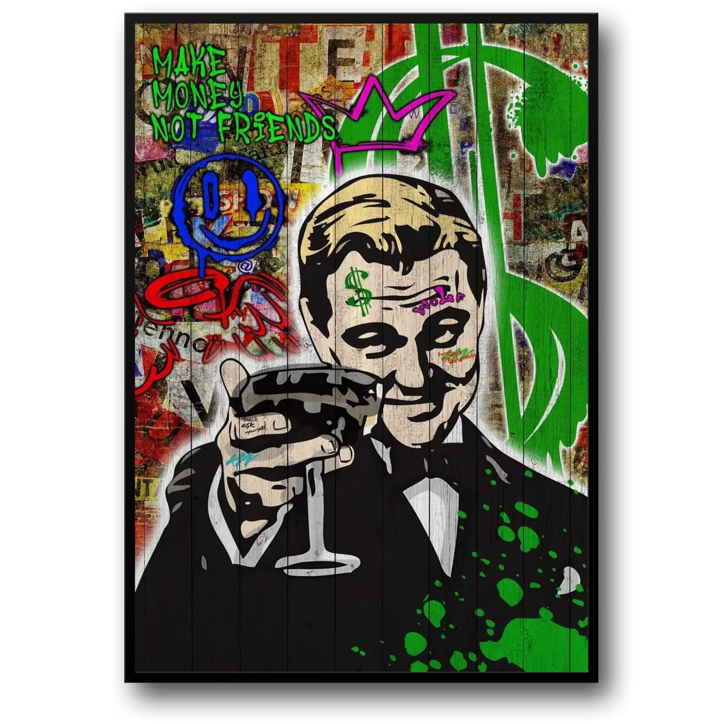 Poster „The Wolf of Wall Street“ | Leinwandbild mit Leonardo DiCaprio | Filmposter für die Wohnzimmerdekoration