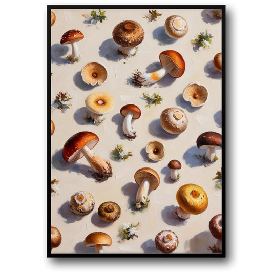 Mushrooms Mix Poster | Botanical Illustration | Wall Art Decor | Nature-Inspired Vintage | Home & Garden Decor