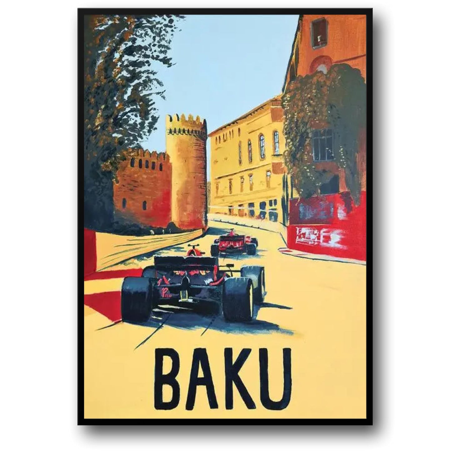 F1-Renn-Nervenkitzel | Großer Preis von Baku 2022 | Aufregendes Formel-1-Poster | Motorsport-Event-Dekor