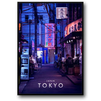 Straßenstimmung bei Nacht | Tokio | Neonlichter und Stadtleben | Urbane japanische Ästhetik | Poster zur japanischen Architektur