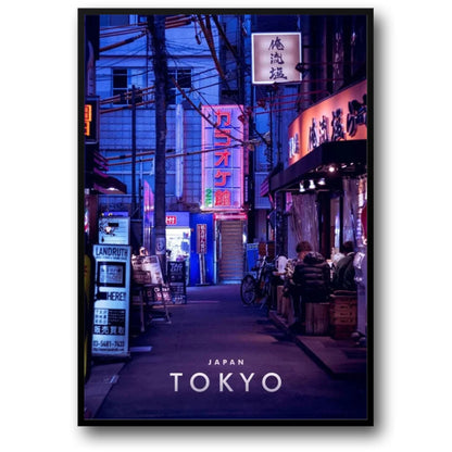 Straßenstimmung bei Nacht | Tokio | Neonlichter und Stadtleben | Urbane japanische Ästhetik | Poster zur japanischen Architektur