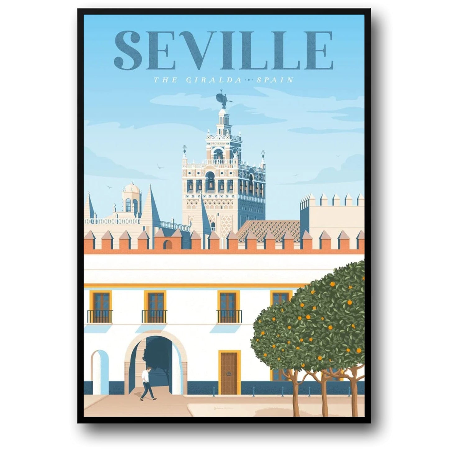 Iconic Destinations Poster | Seville, Spain | Scenic Travel Art Print for Home Decor