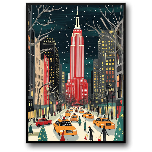 Empire State Building | Festive Red & White Cityscape