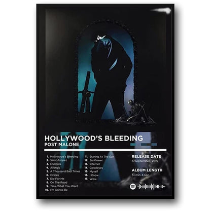 Hollywood's Bleeding Poster | Post Malone Iconic Album Art | Hip Hop Rhyme Legends | Music Art Decor