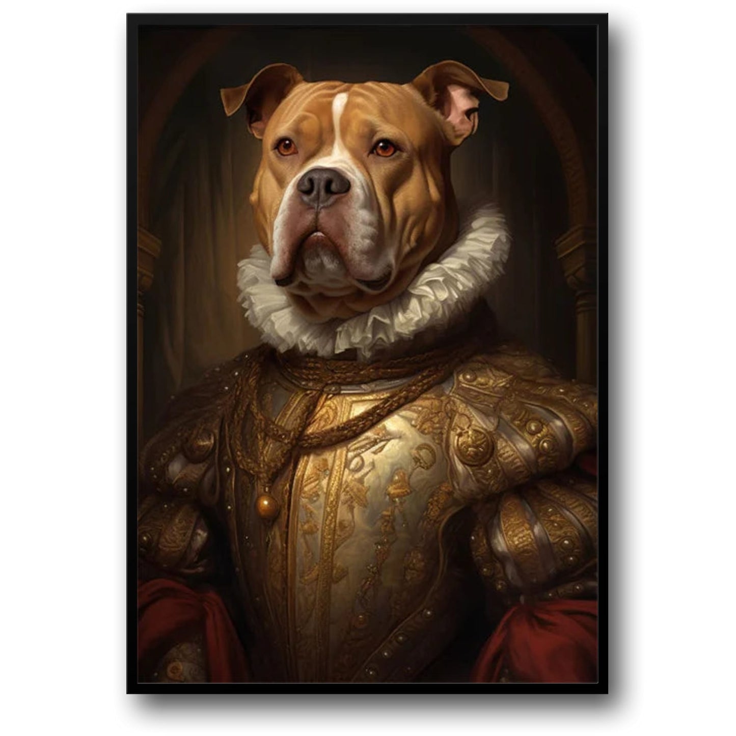 Pitbull in goldener Rüstung | Königliches Hunde-Kunstwerk