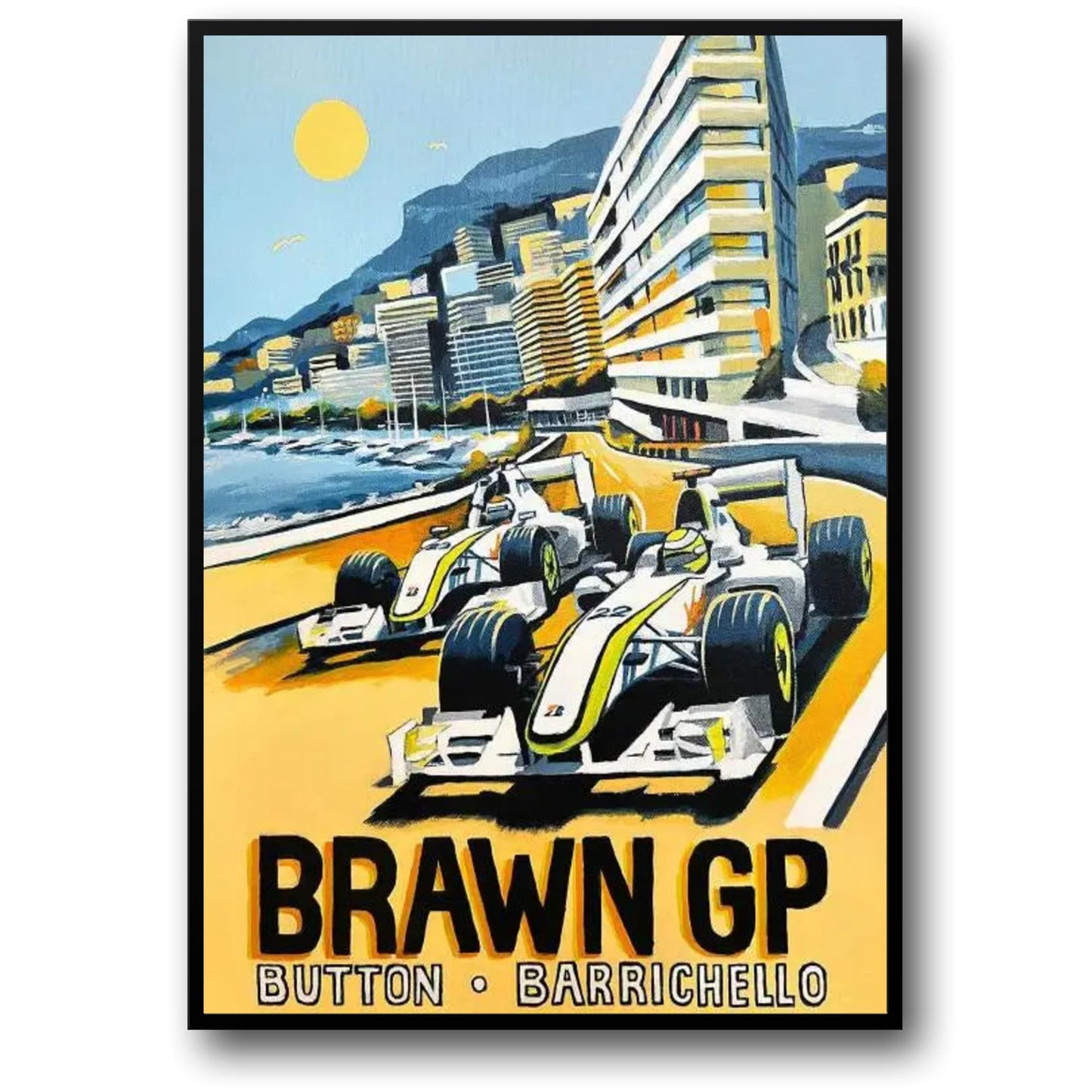 Großer Preis von Monaco | Button & Barrichello Racing | Brawn GP Team | Formel-1-Glamour | Exklusives Wandposter