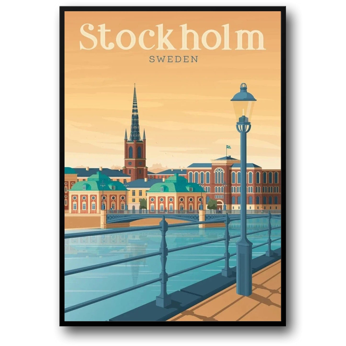 Stockholm Stadslandschap | Schilderachtige Bezienswaardigheid Illustratie