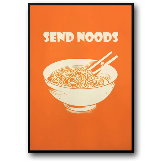Vintage '70s Food Ad Poster | Send Noods | Retro Kitchen Wall Art Decor