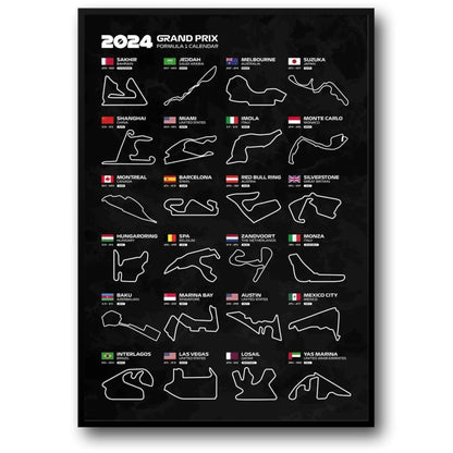 Formel-1-Rennstreckenposter 2024 | 2024 | Unverzichtbarer Leitfaden für F1-Rennen | F1-Rennstreckenposter in Sammleredition