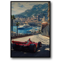 Monaco Formel 1 | Grand Prix von Monaco | F1-Rennplakat | Ferrari F2004 | Michael Schumacher | Hafenblick von Monte Carlo