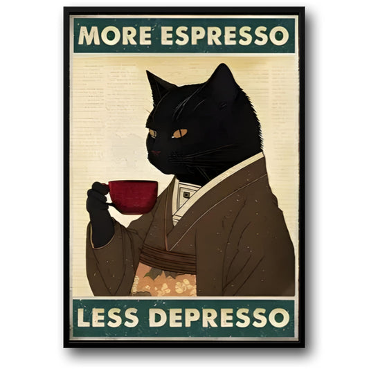 Zwarte Kat Die Leest | Retro Grappig Dier