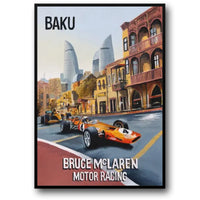 Baku-Poster | Bruce McLaren Tribut | Formel-1-Motorsport-Kunstdruck | McLaren Racing-Dekor