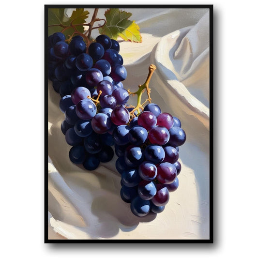 Poster | Dark Black Grapes | Fruits Gallery Print | Home Decor Artwork | Elegant Wall Art