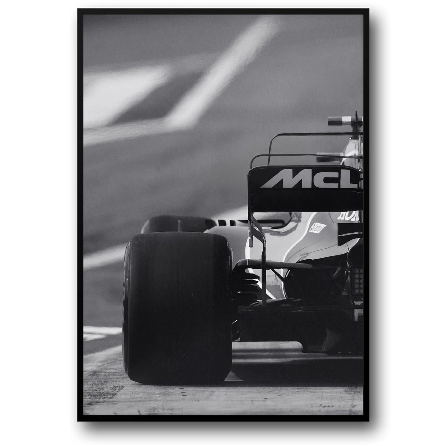 Schwarz-weißes Vintage-F1-Rennplakat von Monaco | Leinwandgemälde | Wandkunst | Wohndekor | Sportwagenfoto | Retro-Rennwagen-Kunstwerk | Klassisches Motorsportbild