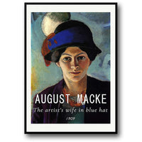 August Macke | Künstlergattin mit blauem Hut | Reproduktion von 1909