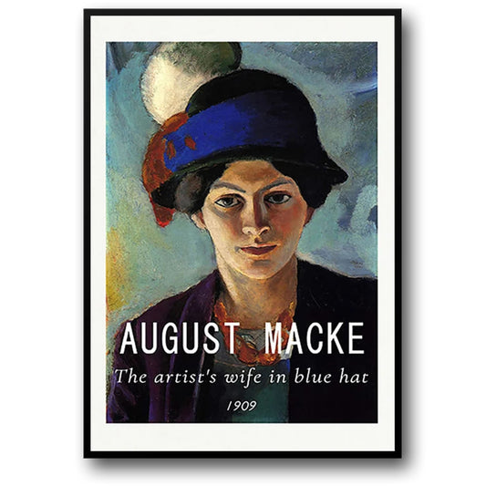August Macke | The Artist's Wife in Blue Hat | 1909 Reproduction | Poster | Art Print for Home Decor