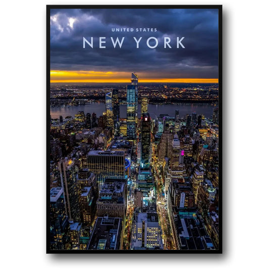 Hudson Yards Twilight Poster | Moderne Stadtskyline | New York City Kunstdruck | Zeitgenössisches Dekor