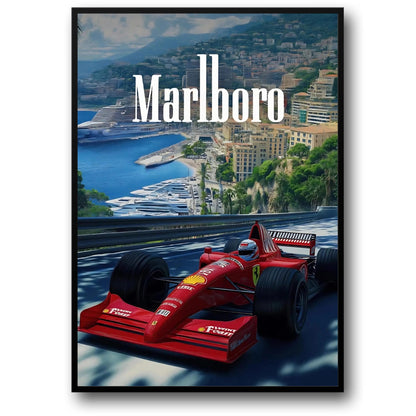 Vintage Formel 1 | Großer Preis von Monaco | F1-Rennplakat | Ferrari F310B | Michael Schumacher | Marina von Monte Carlo