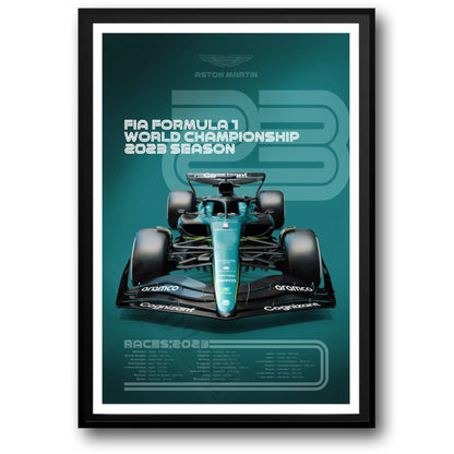Aston Martin | Fernando Alonso | Lance Stroll | Sleek 2023 F1 Season Team Racing Poster