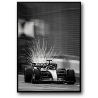 Schwarz-weißes Vintage F1-Rennplakat | Monaco Sportwagenkunst | Leinwandbild Wanddekoration