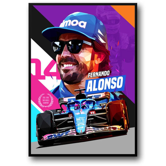 Fernando Alonso Poster | F1 Legend | Racing Helmet Art | Formula 1 Decor | Home & Garden