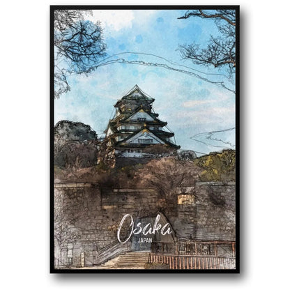 Burg Osaka | Osaka | Japan | Berühmte japanische Festung | Asiatische architektonische Exzellenz | Poster mit historischen Stätten