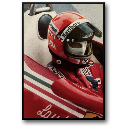 Großer Preis von Monaco 1975 | Vintage F1-Rennplakat | Niki Lauda Ferrari Tribut | Retro Motorsport Wandkunst