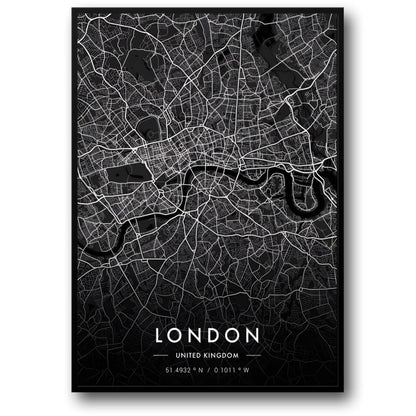 London Stadskaart | Zwart & Wit Stedelijke Kunst