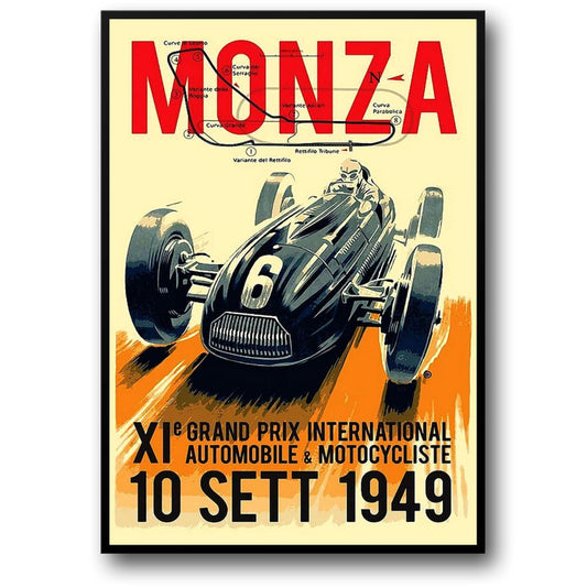 Legendary Motorsports Monza 1949 | Vintage Racing Art Poster | Classic Car Decor | Motorsport Wall Art | Home & Garden Decor